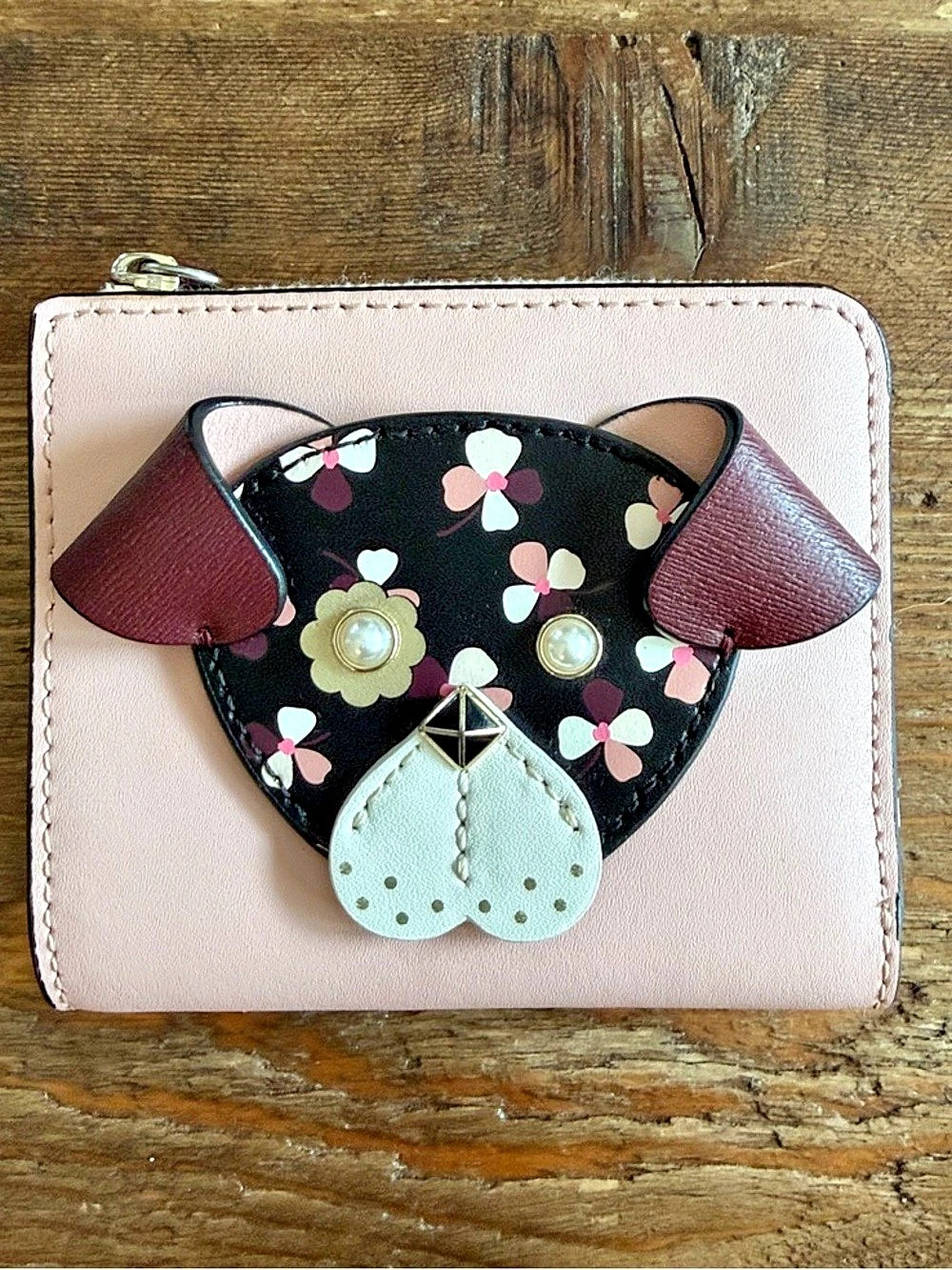 kate spade new york Floral Pup Small L-Zip Bifold Wallet